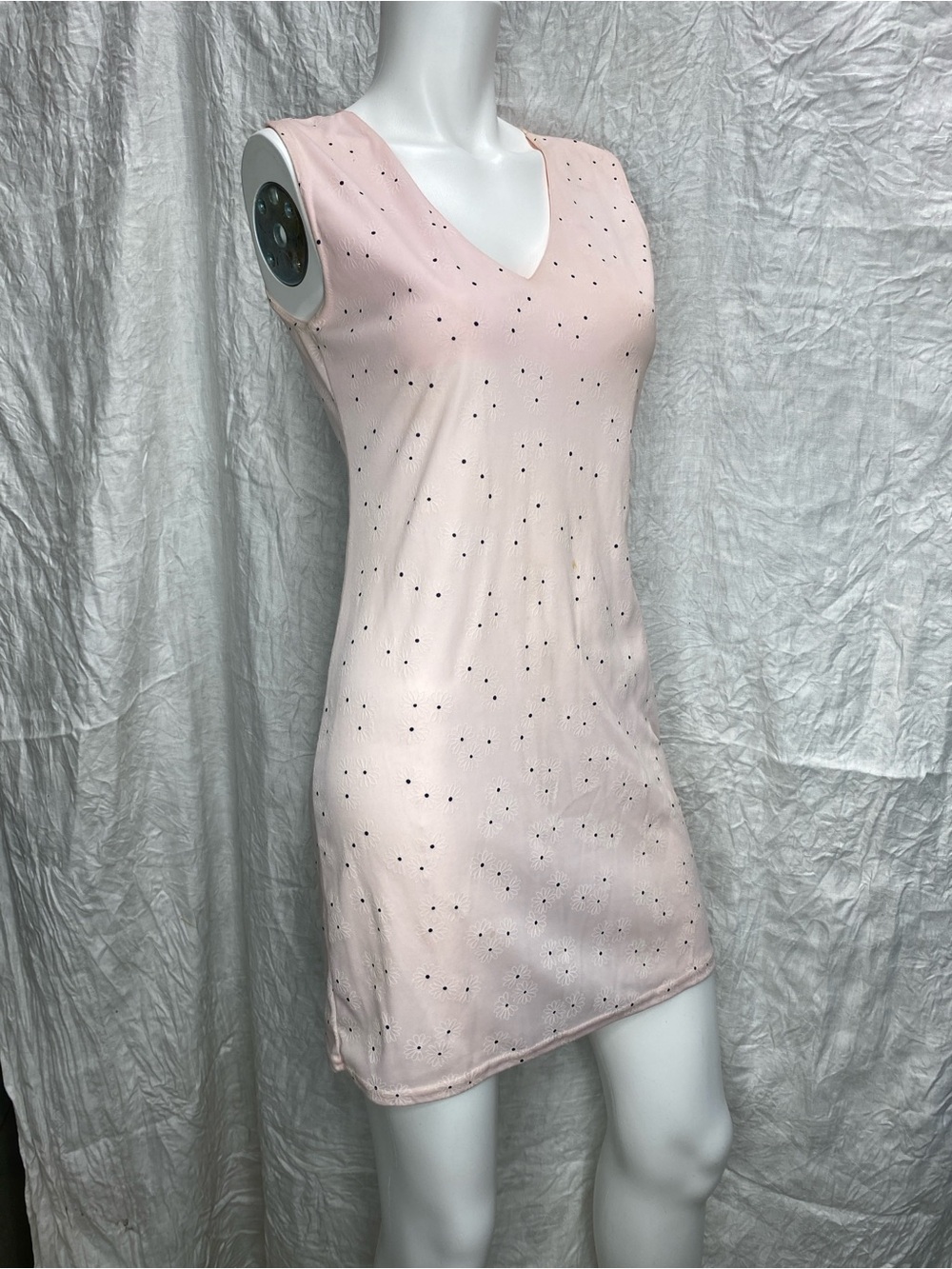 Vintage 90s Joule Sleeveless Pink V-Neck Mini Dress Floral Daisies